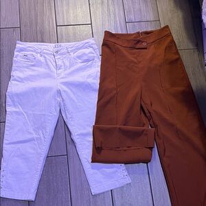 Stylish White and Brown Women's Pants Set